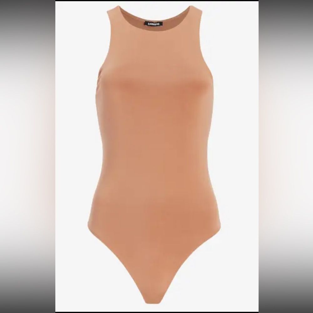 EXPRESS BODY CONTOUR DOUBLE LAYER HIGH NECK THONG BODYSUIT